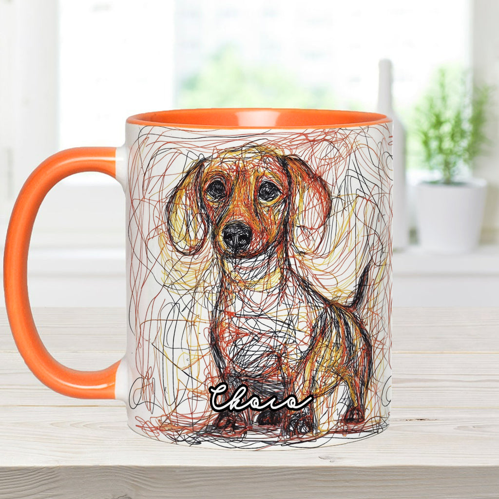Beautiful Scribbled Dog - Personalized Dog Accent Mug