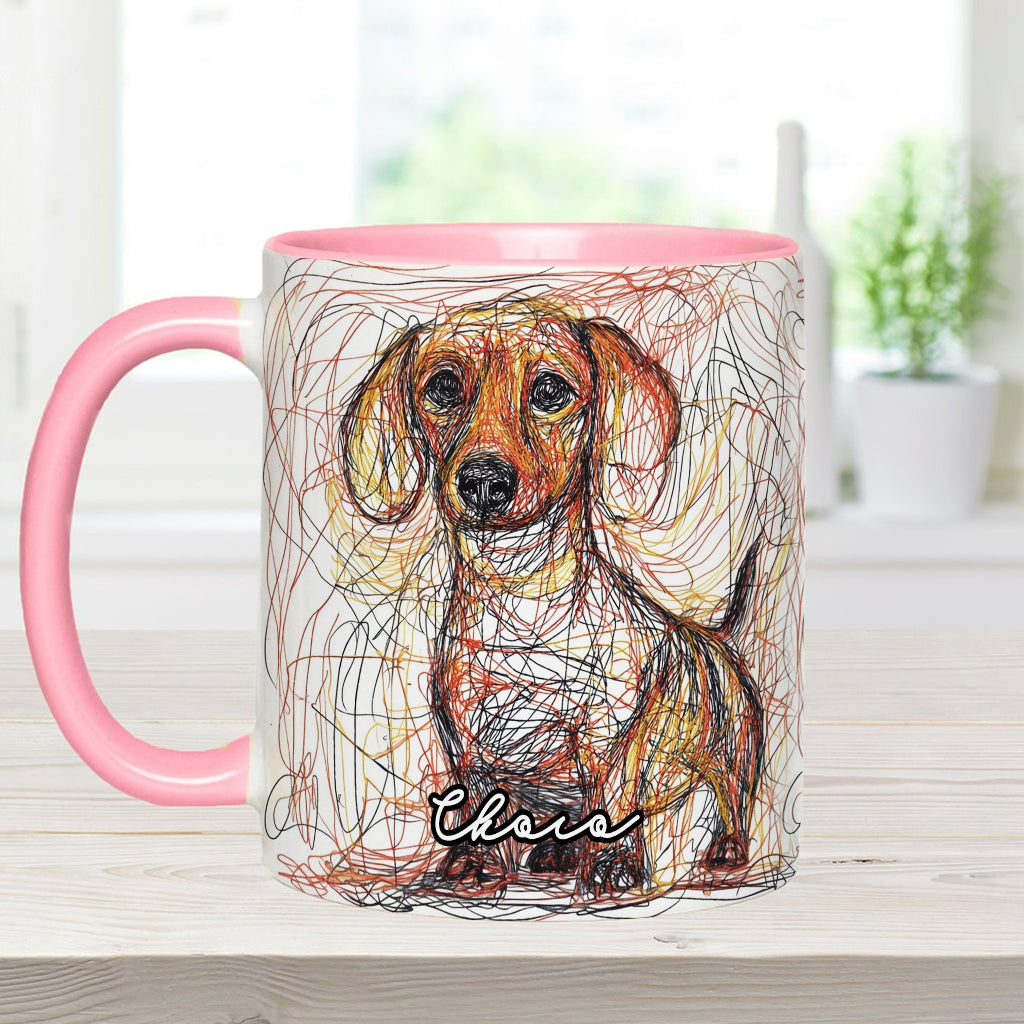 Beautiful Scribbled Dog - Personalized Dog Accent Mug