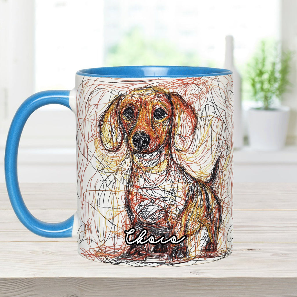 Beautiful Scribbled Dog - Personalized Dog Accent Mug
