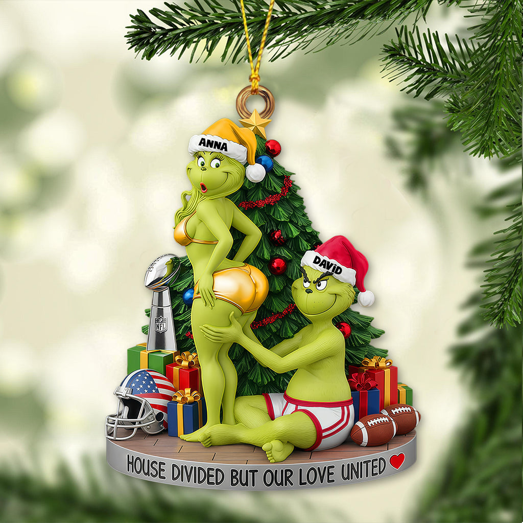 Couple de monstres verts - Ornement de Noël personnalisé avec étole