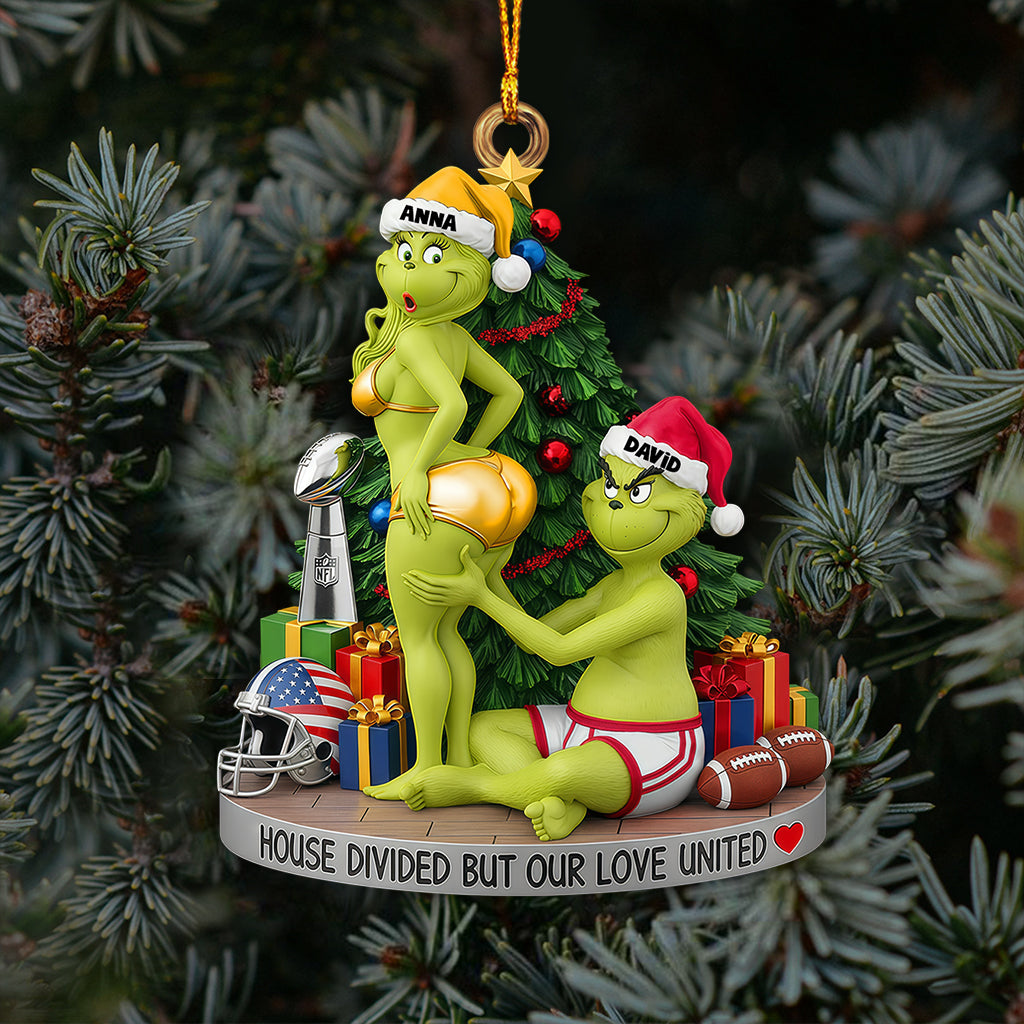 Couple de monstres verts - Ornement de Noël personnalisé avec étole