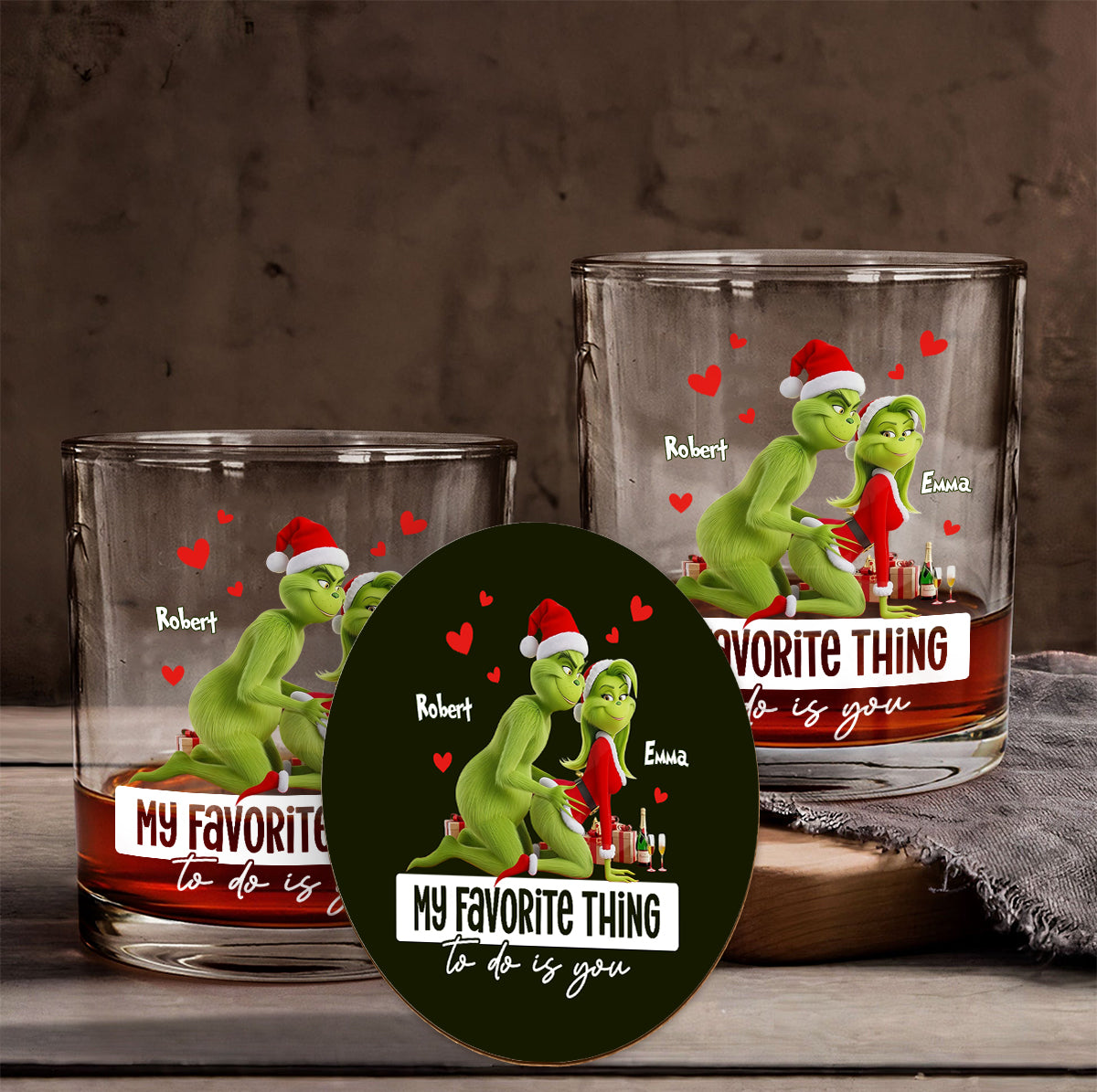 My Favorite Thing To Do Is You, Funny Gift For Him/ Husband/ Boyfriend... - Personalized Stole Christmas Whiskey Glass