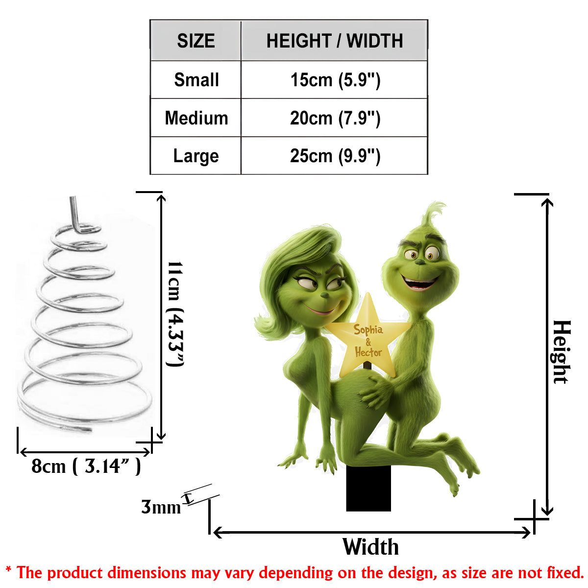 Fuzzy Green Trouble on Top - Étole personnalisée avec lumière LED pour sapin de Noël