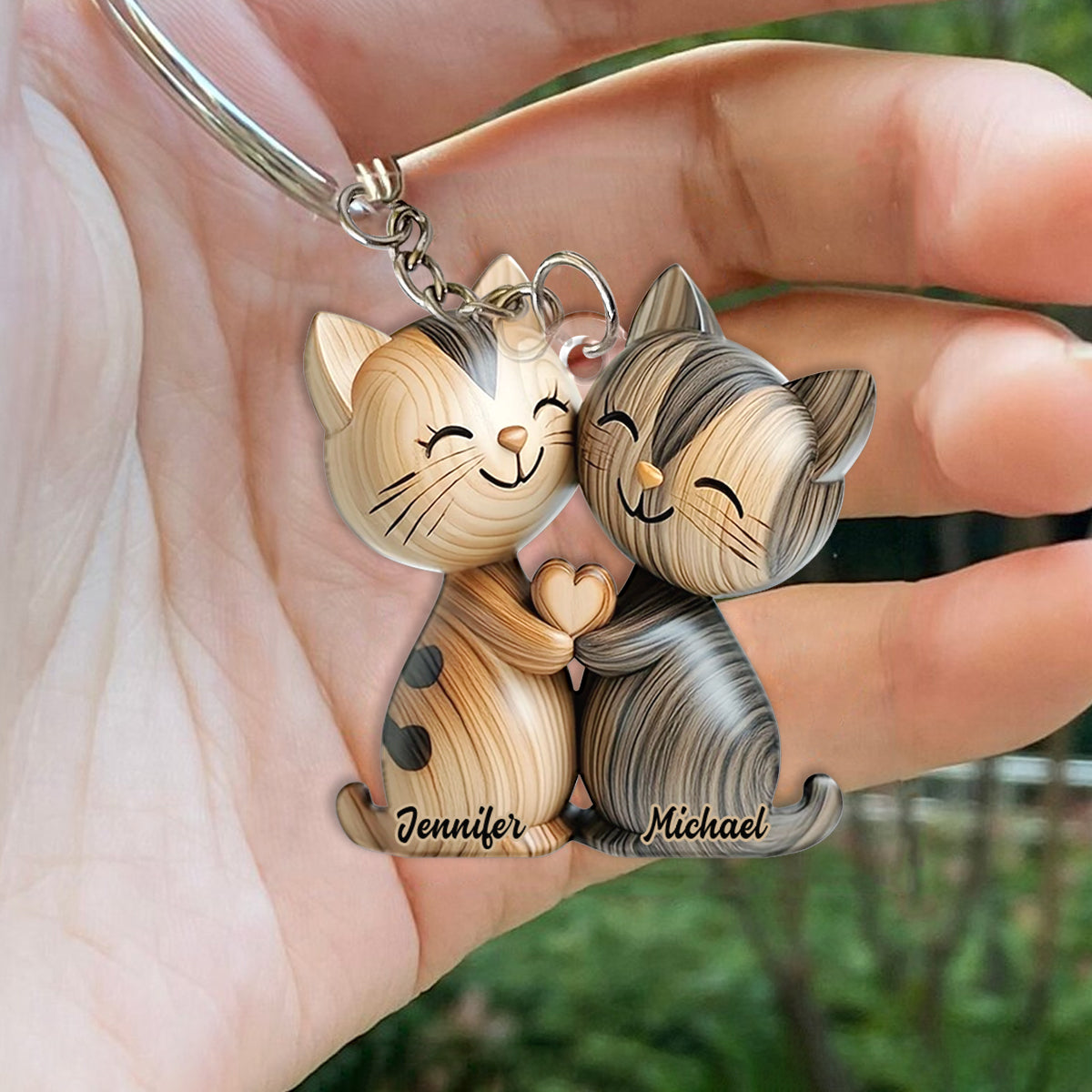 Couple de chats mignons - Porte-clés chat personnalisé
