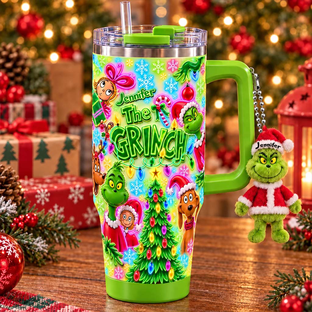 It's Time - Personalized Stole Christmas Tumbler With Plush Charm