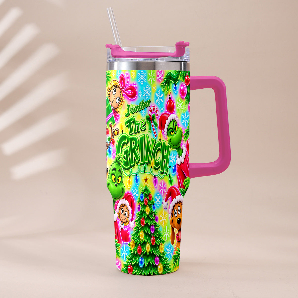 It's Time - Personalized Stole Christmas Tumbler With Plush Charm