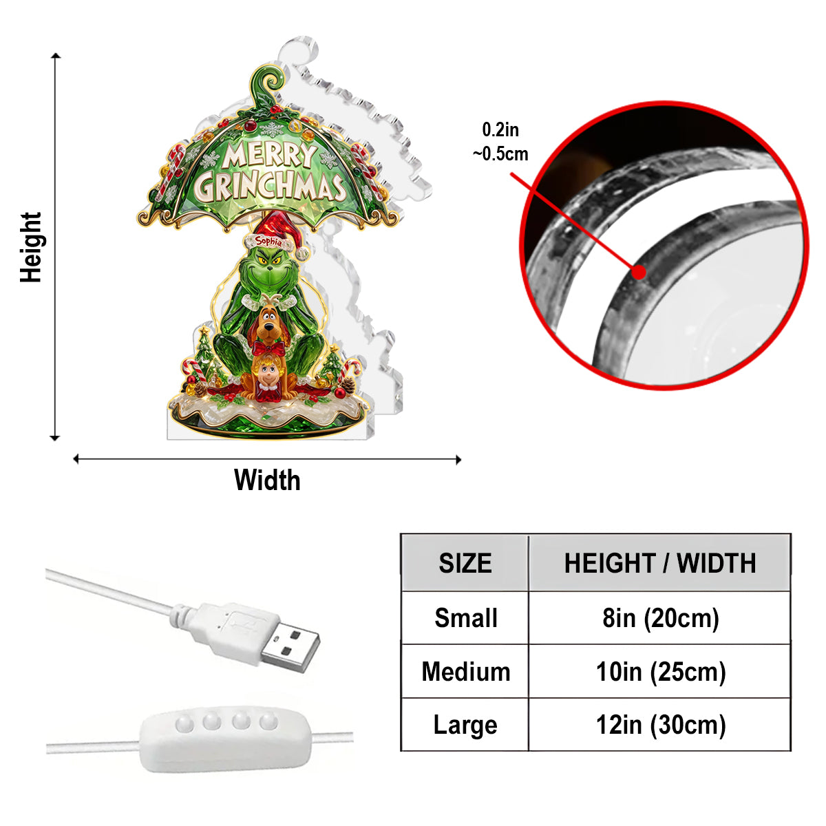 Merry Grinchmas - Personalized Stole Christmas Acrylic LED Night Light