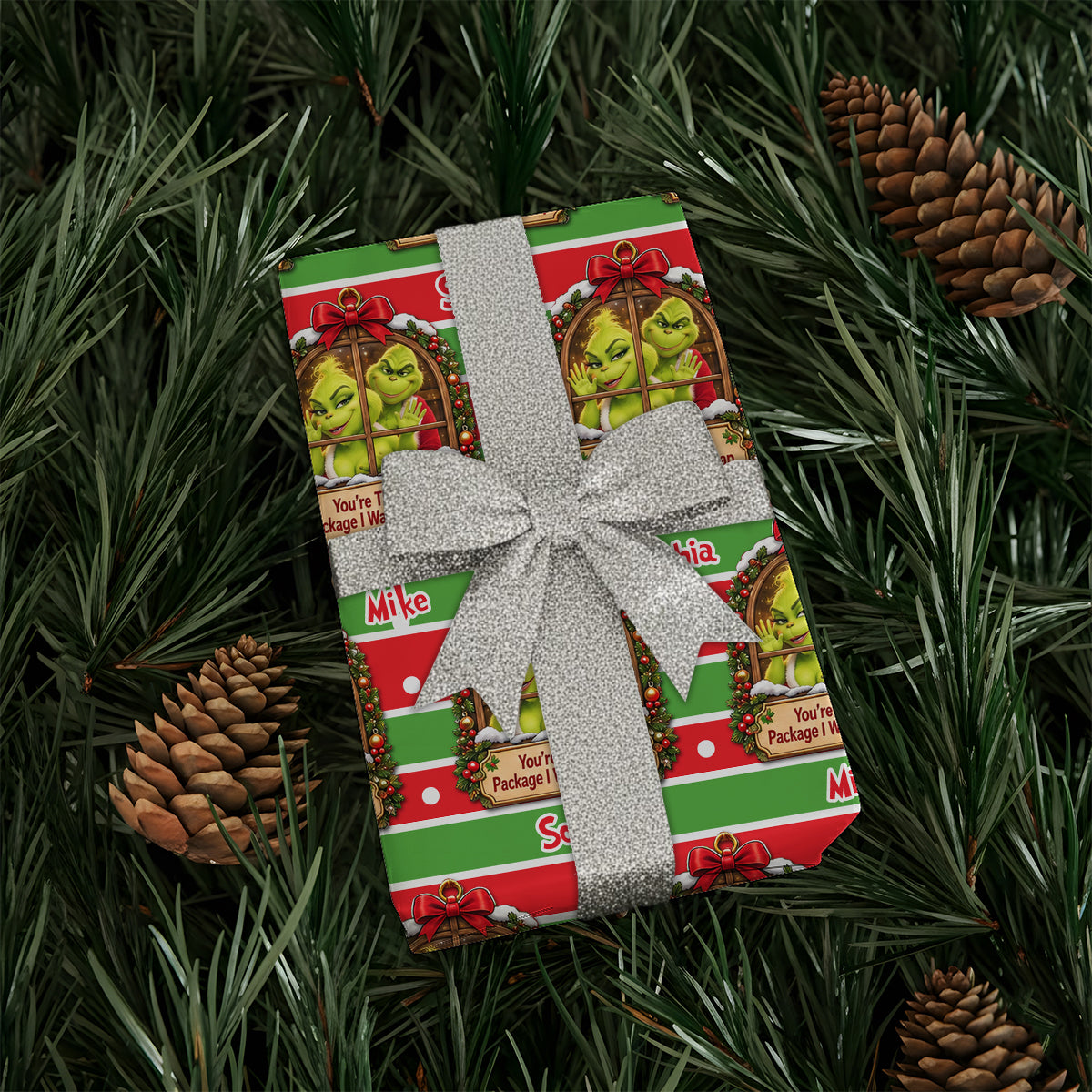 Grinchy Vibes, Christmas Gift - Personalized Stole Christmas Wrapping Papers