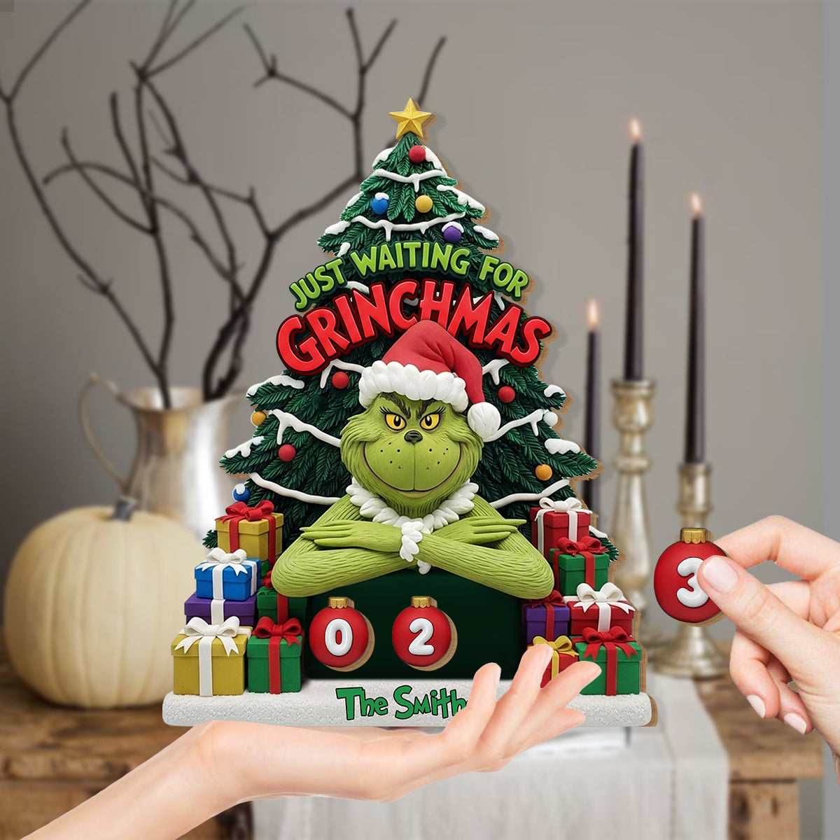 Just Waiting For Grinchmas - Personalized Stole Christmas Interchangeable Plaque