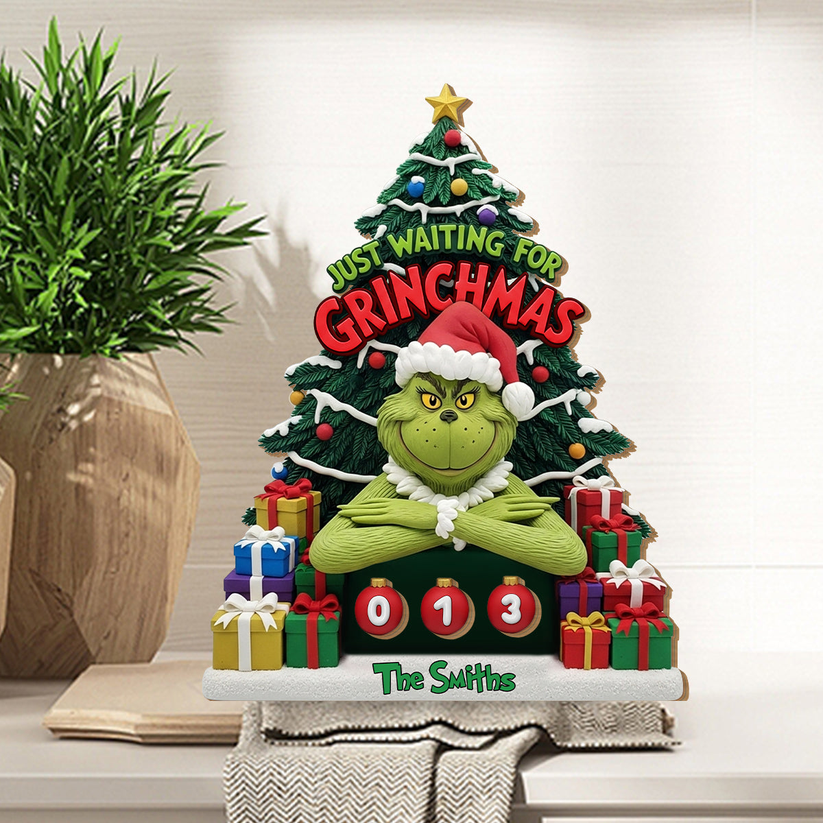 Just Waiting For Grinchmas - Personalized Stole Christmas Interchangeable Plaque