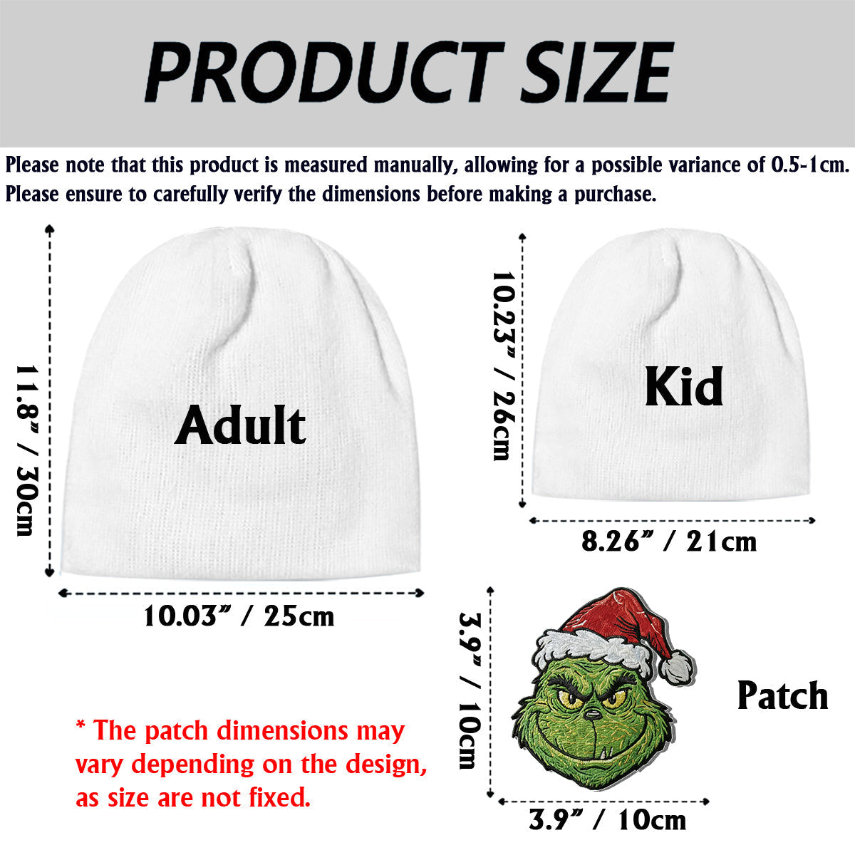 Merry Grinchmas - Personalized Stole Christmas Beanie Hat With Patches