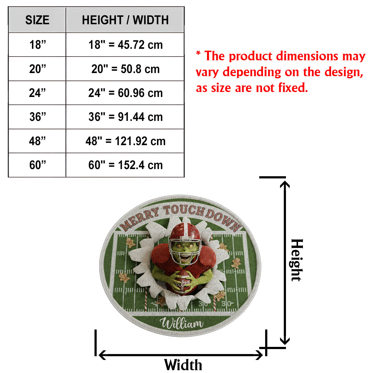 Merry Touchdown - Personalized Stole Christmas Non-Slip Tufted Rug