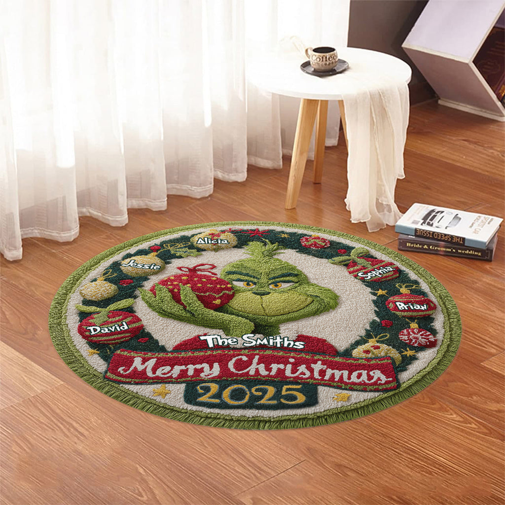 Merry Greenmas - Personalized Stole Christmas Round Rug