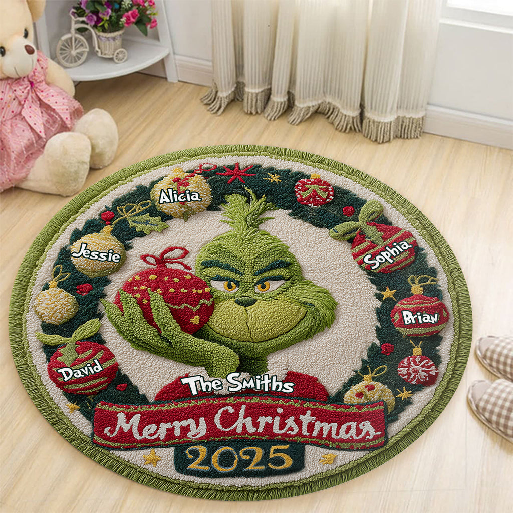 Merry Greenmas - Personalized Stole Christmas Round Rug