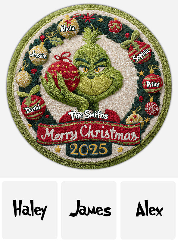 Merry Greenmas - Personalized Stole Christmas Round Rug