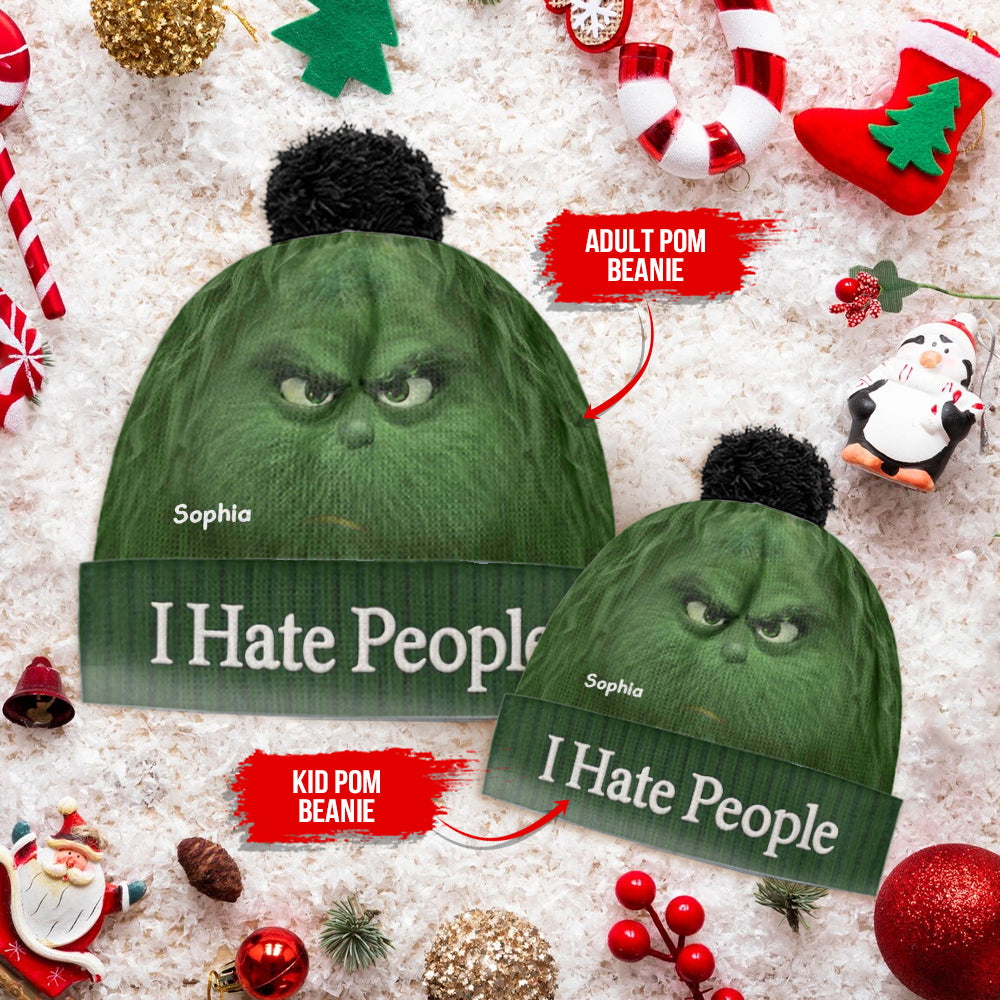 Je déteste les gens - Grinchmas - Bonnet de Noël personnalisé avec étole