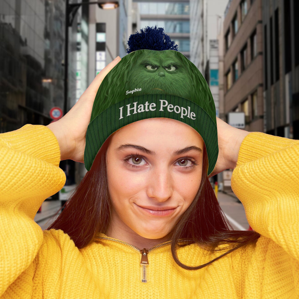 Je déteste les gens - Grinchmas - Bonnet de Noël personnalisé avec étole