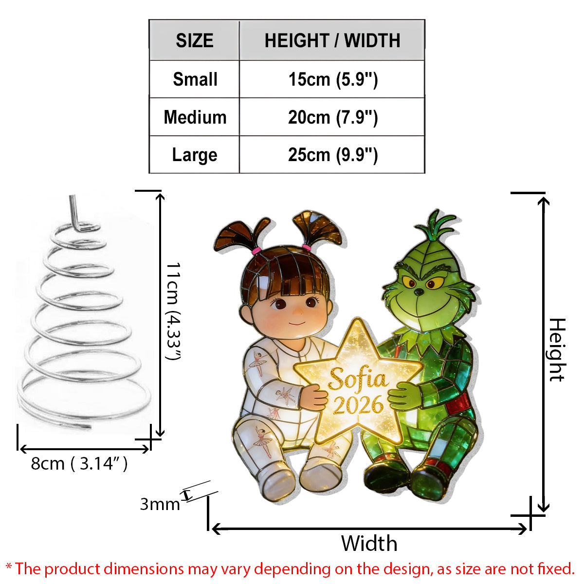 Kid And Green Christmas Character - Personalized Stole Christmas LED Light Tree Topper