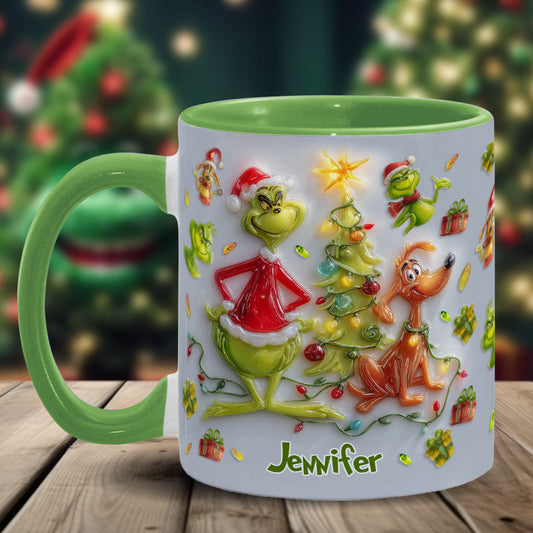 Joyeux Noël Vert - Mug décoratif personnalisé avec étole
