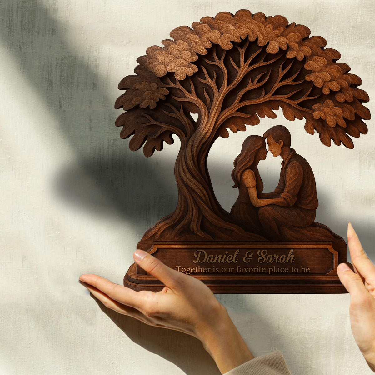 Together Is Our Favorite To Be - Personalized Couple Custom Shaped Wood Plaque