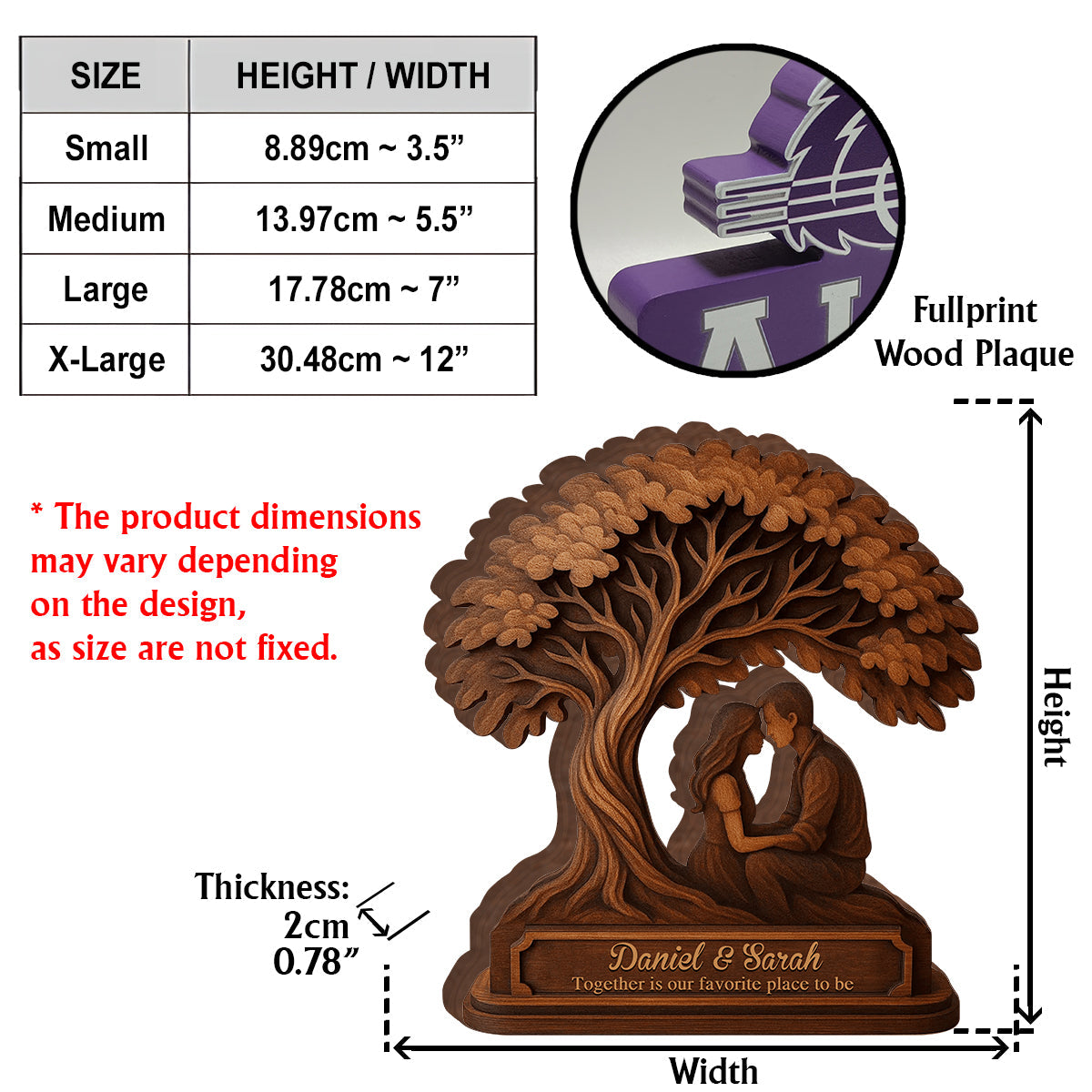 Together Is Our Favorite To Be - Personalized Couple Custom Shaped Wood Plaque