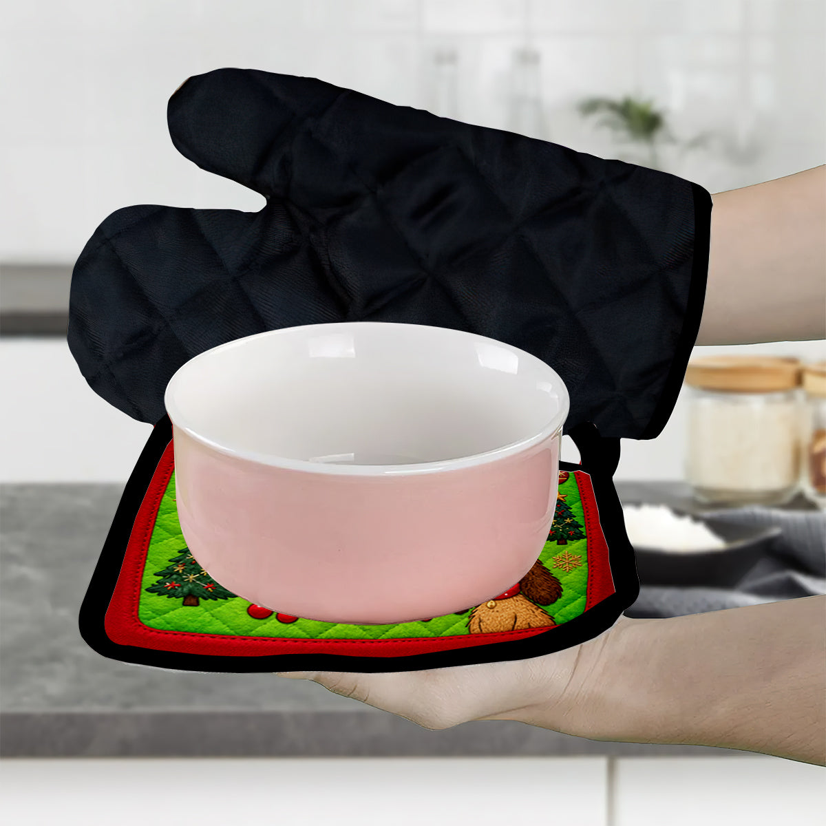 Most Likely To Burn The Christmas Dinner - Personalized Stole Christmas Oven Mitts & Pot Holder Set