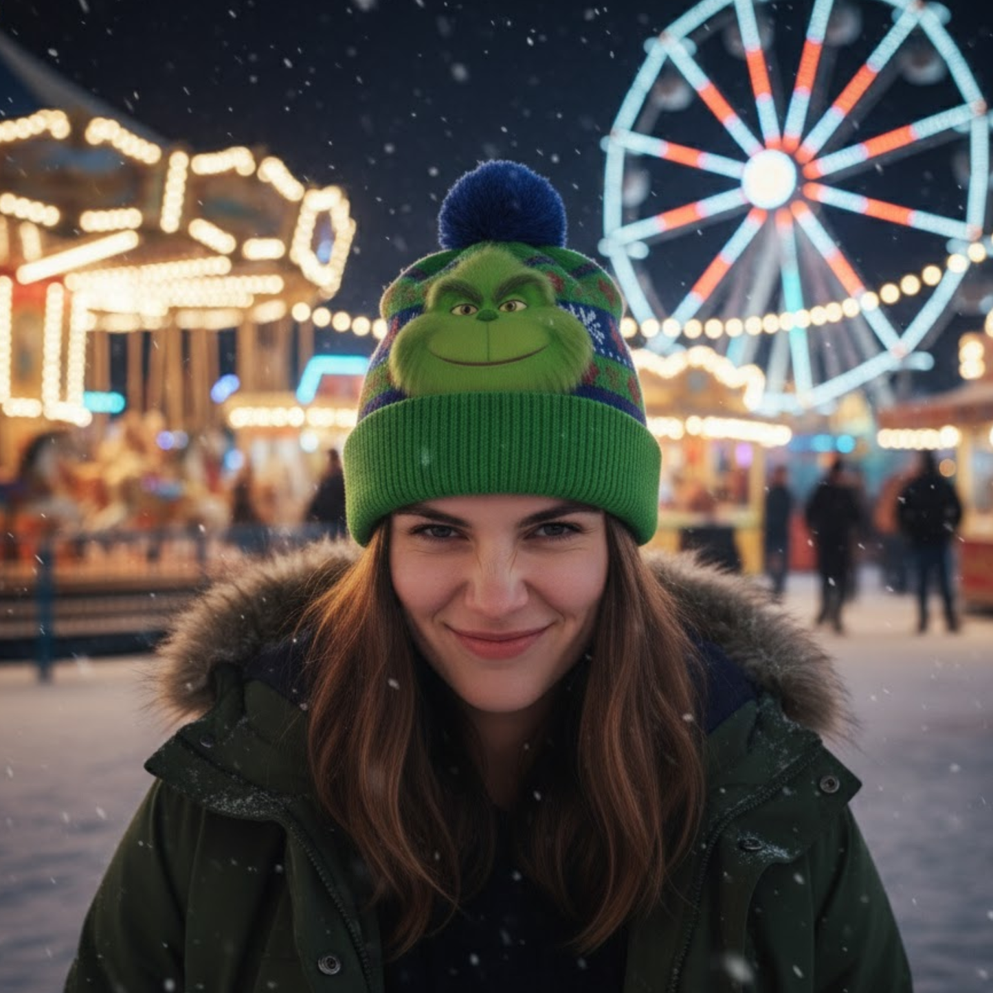 Noël Green Monster - Bonnet de Noël personnalisé avec étole