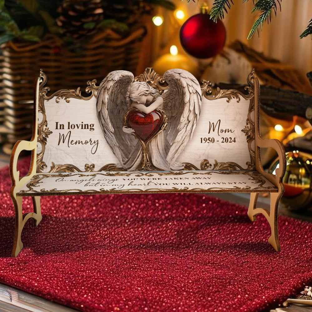 On Angels Wings - Personalized Memorial Wooden Bench