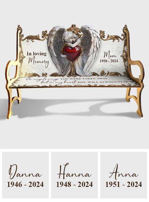 On Angels Wings - Personalized Memorial Wooden Bench