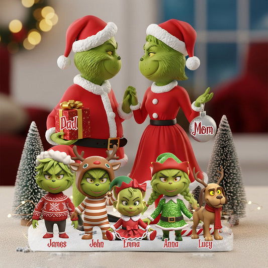 Family Gift Merry Grinchmas - Personalized Stole Christmas Custom Shaped Acrylic Plaque