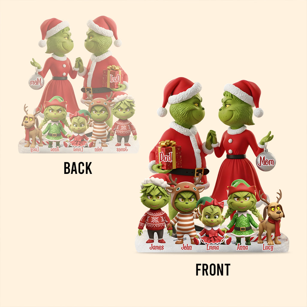 Cadeau familial Joyeux Grinchmas - Étole de Noël personnalisée sur plaque acrylique en forme personnalisée