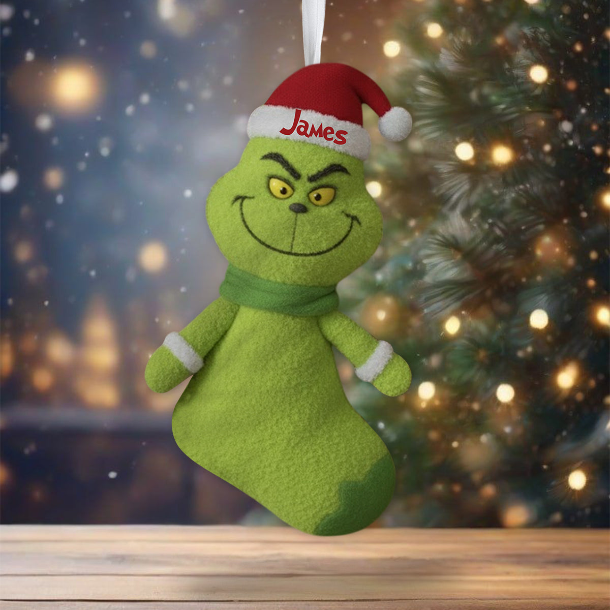 Joyeux Noël vert - Étole personnalisée en forme de bas de Noël