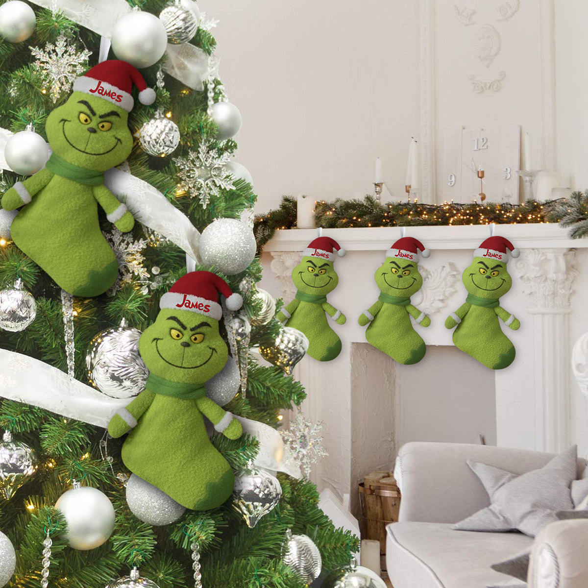 Joyeux Noël vert - Étole personnalisée en forme de bas de Noël