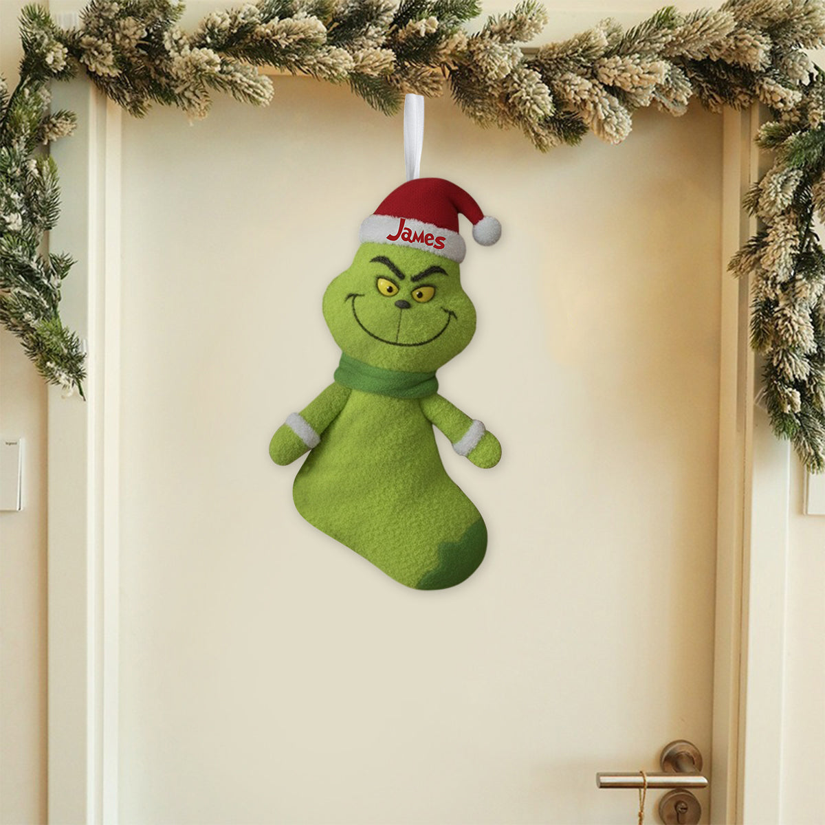 Joyeux Noël vert - Étole personnalisée en forme de bas de Noël