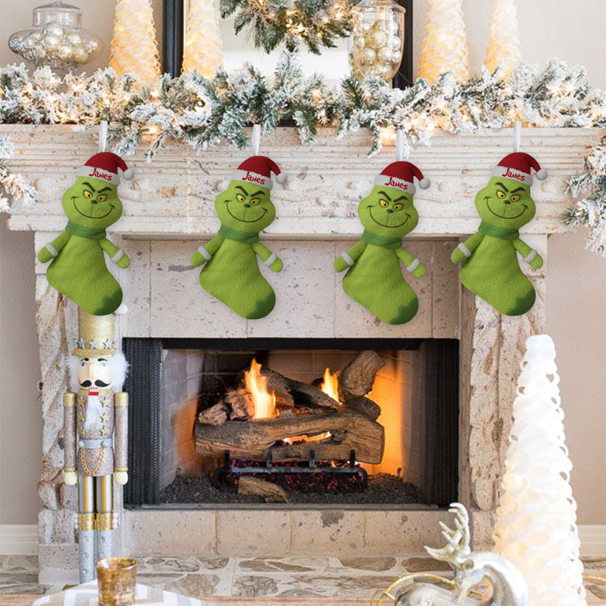Joyeux Noël vert - Étole personnalisée en forme de bas de Noël