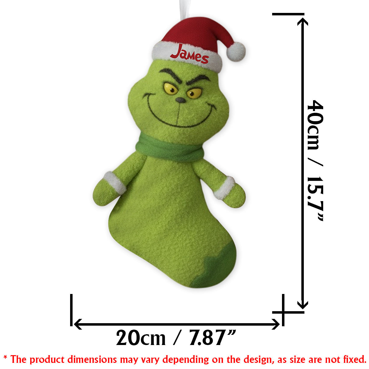 Joyeux Noël vert - Étole personnalisée en forme de bas de Noël