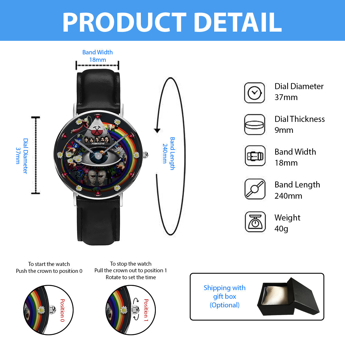 Pink Fl Rock Band 60th Year Anniversary - Personalized The Prism Hand Watch