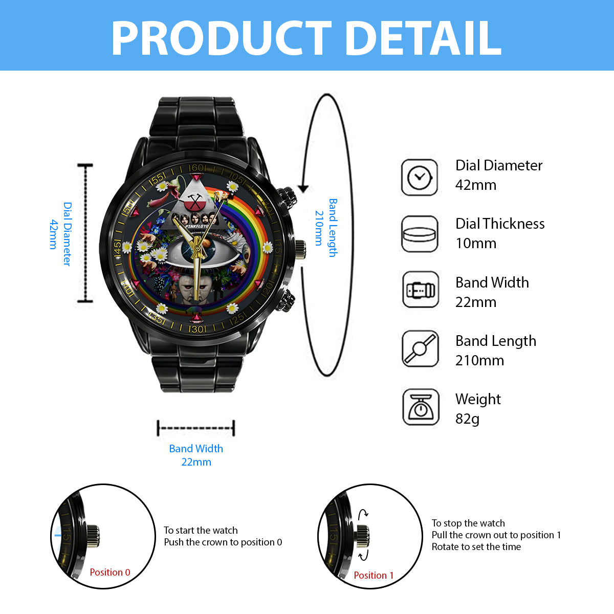 Pink Fl Rock Band 60th Year Anniversary - Personalized The Prism Hand Watch