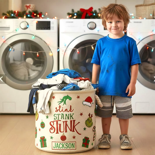 Stink Stank Stunk - Personalized Stole Christmas Storage Basket