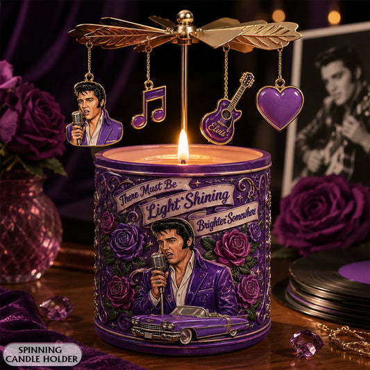 There Must Be Lights Shining Brighter Somewhere - Personalized King of Rock and Roll Spinning Candle Holder