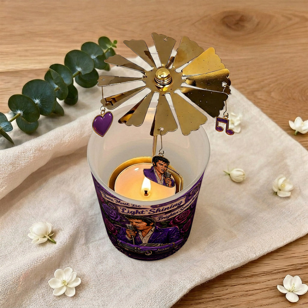 There Must Be Lights Shining Brighter Somewhere - Personalized King of Rock and Roll Spinning Candle Holder