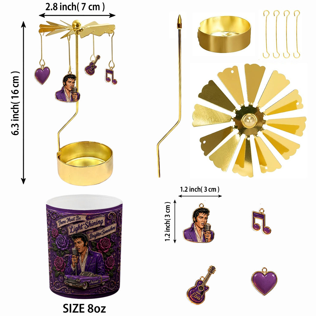 There Must Be Lights Shining Brighter Somewhere - Personalized King of Rock and Roll Spinning Candle Holder