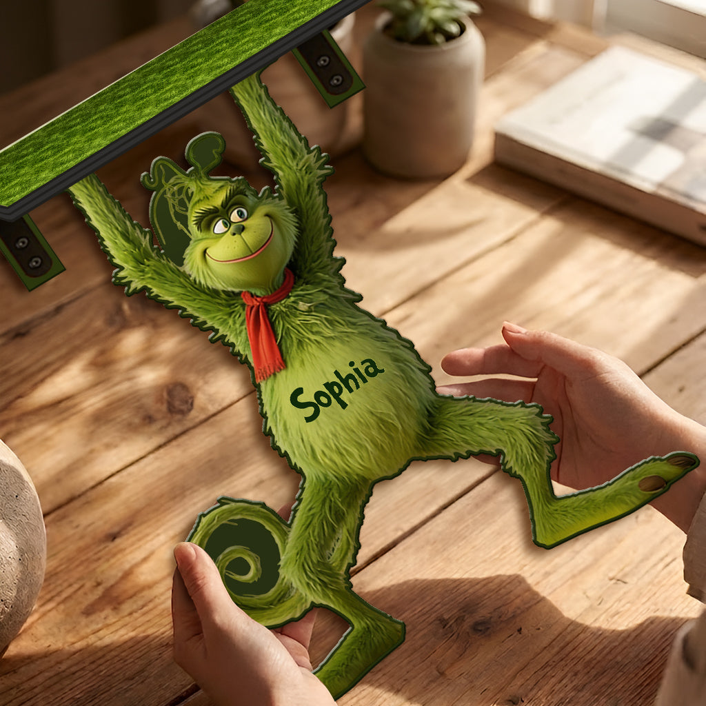 Merry Grinchmas - Personalized Stole Christmas Wooden Floating Shelf