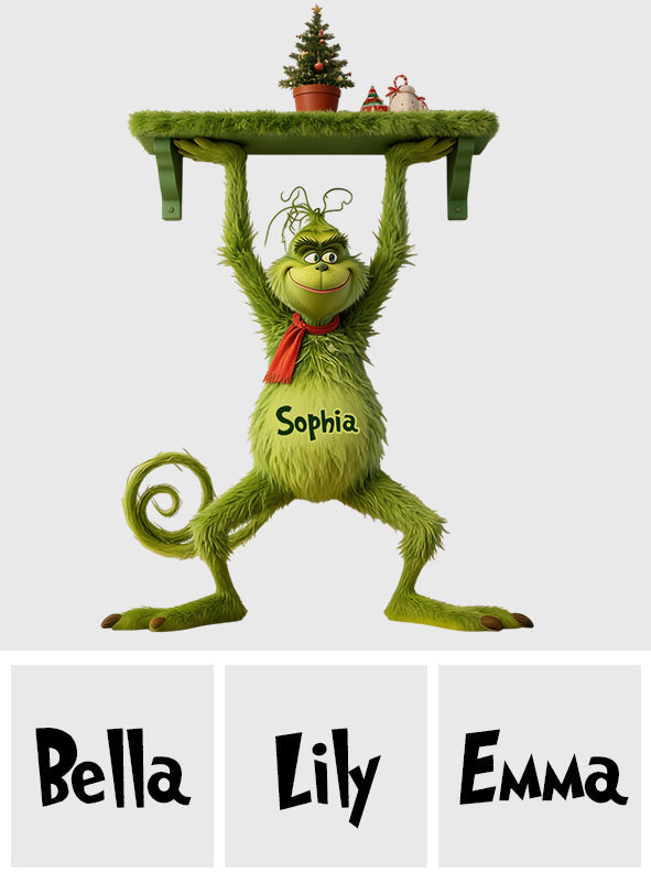 Merry Grinchmas - Personalized Stole Christmas Wooden Floating Shelf