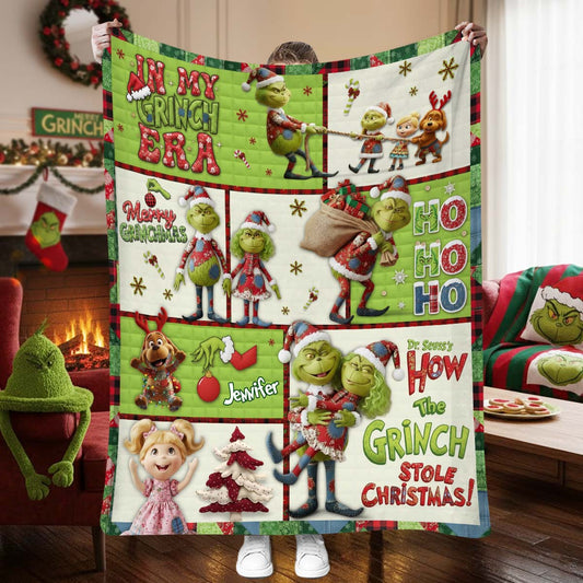 Classic Xmas Movie Grinch Monster - Personalized Stole Christmas Blanket