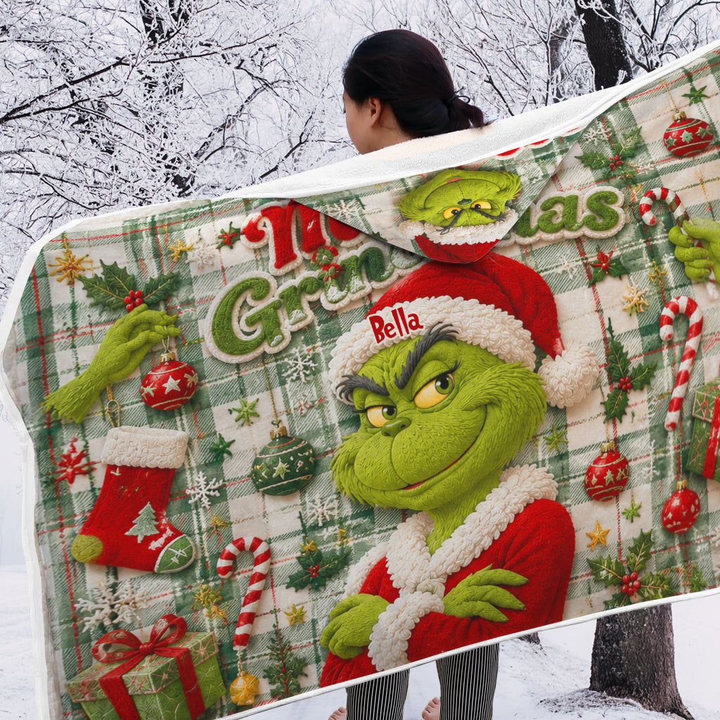 Merry Grinchmas - Personalized Stole Christmas Hooded Blanket