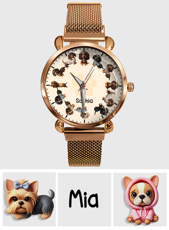 La vie est plus belle avec mes chiens - Montre-bracelet personnalisée pour femme avec motif chien 