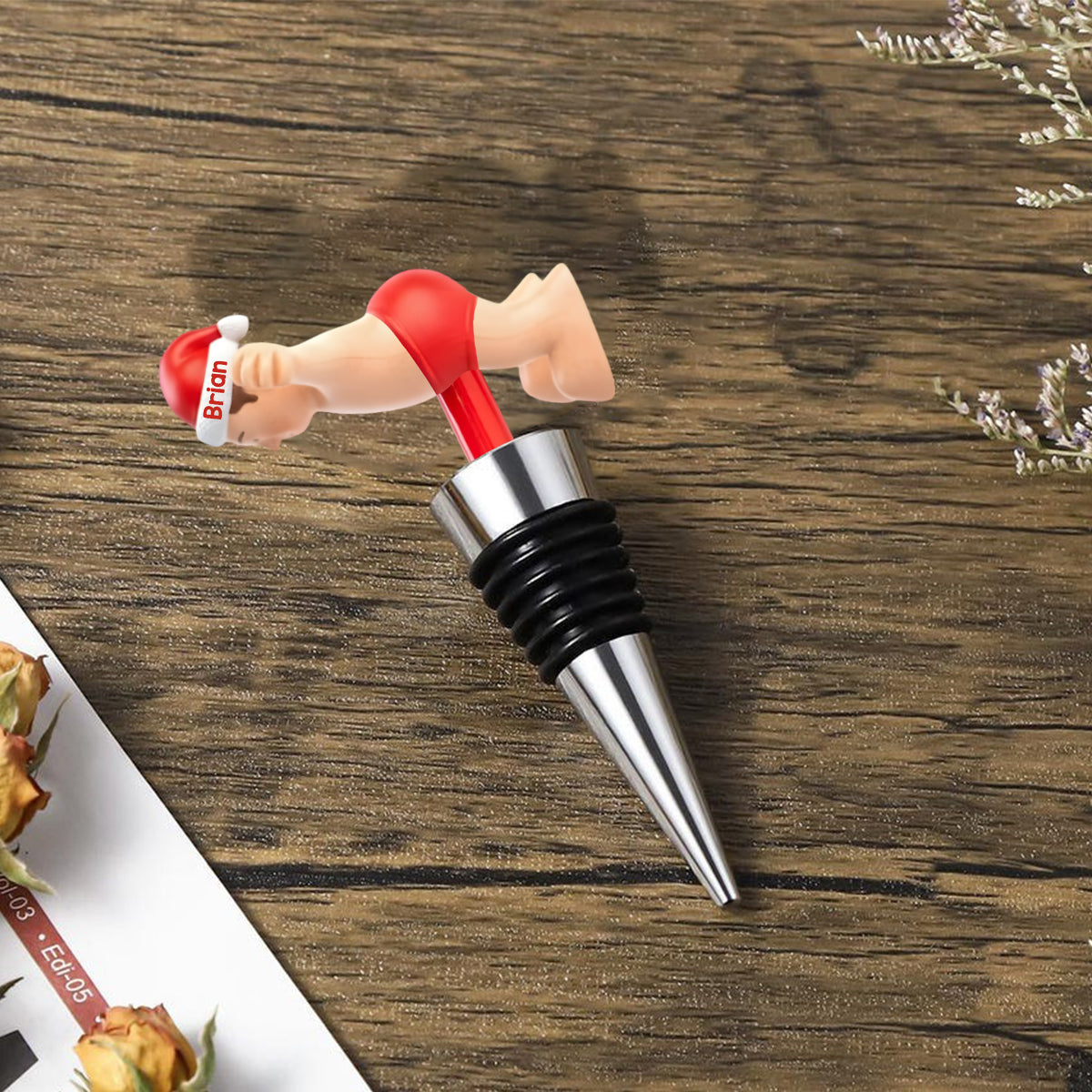 Noël coquin - Le cadeau de Noël idéal pour lui - Bouchon de bouteille personnalisé avec étole de Noël