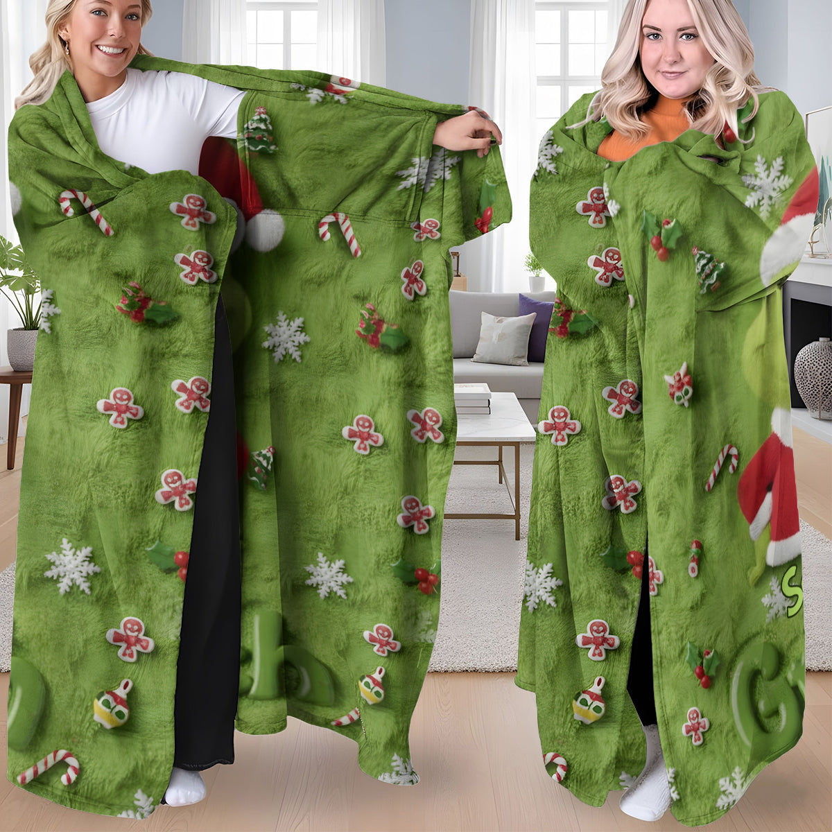 Joyeux Grinchmas - Couverture de Noël personnalisée avec étole