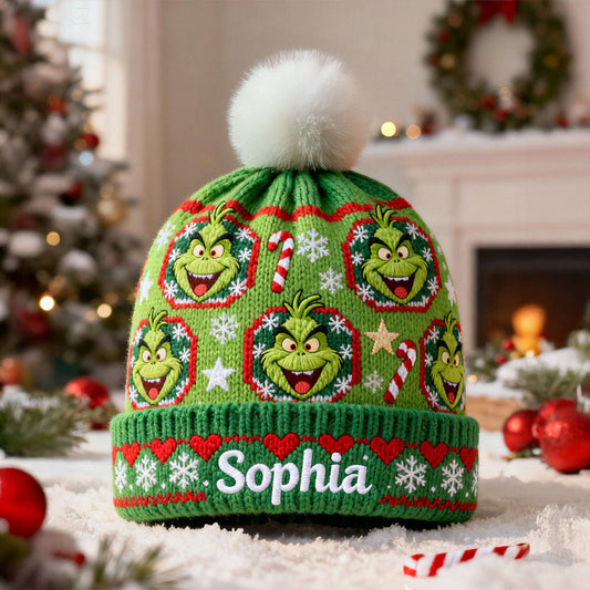 Merry Grinchmass - Personalized Stole Christmas Beanie Hat